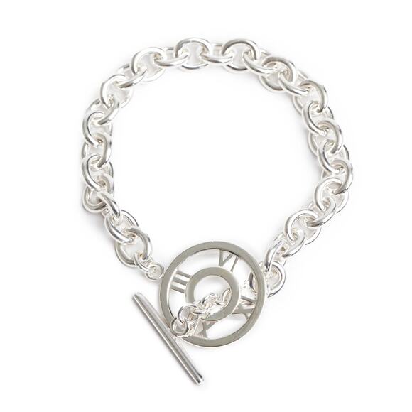 Tiffany & Co. 2003 Atlas 925 Silver Chain Toggle Charm Bracelet with Pouch - Picture 1 of 5